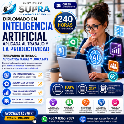 Diplomado en Inteligencia Artificial Aplicada al Trabajo y la Productividad 240 hrs.